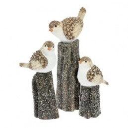 Homestyle Vogels Op Stam - Decoratie - 18x8x29 cm Beige Assorti